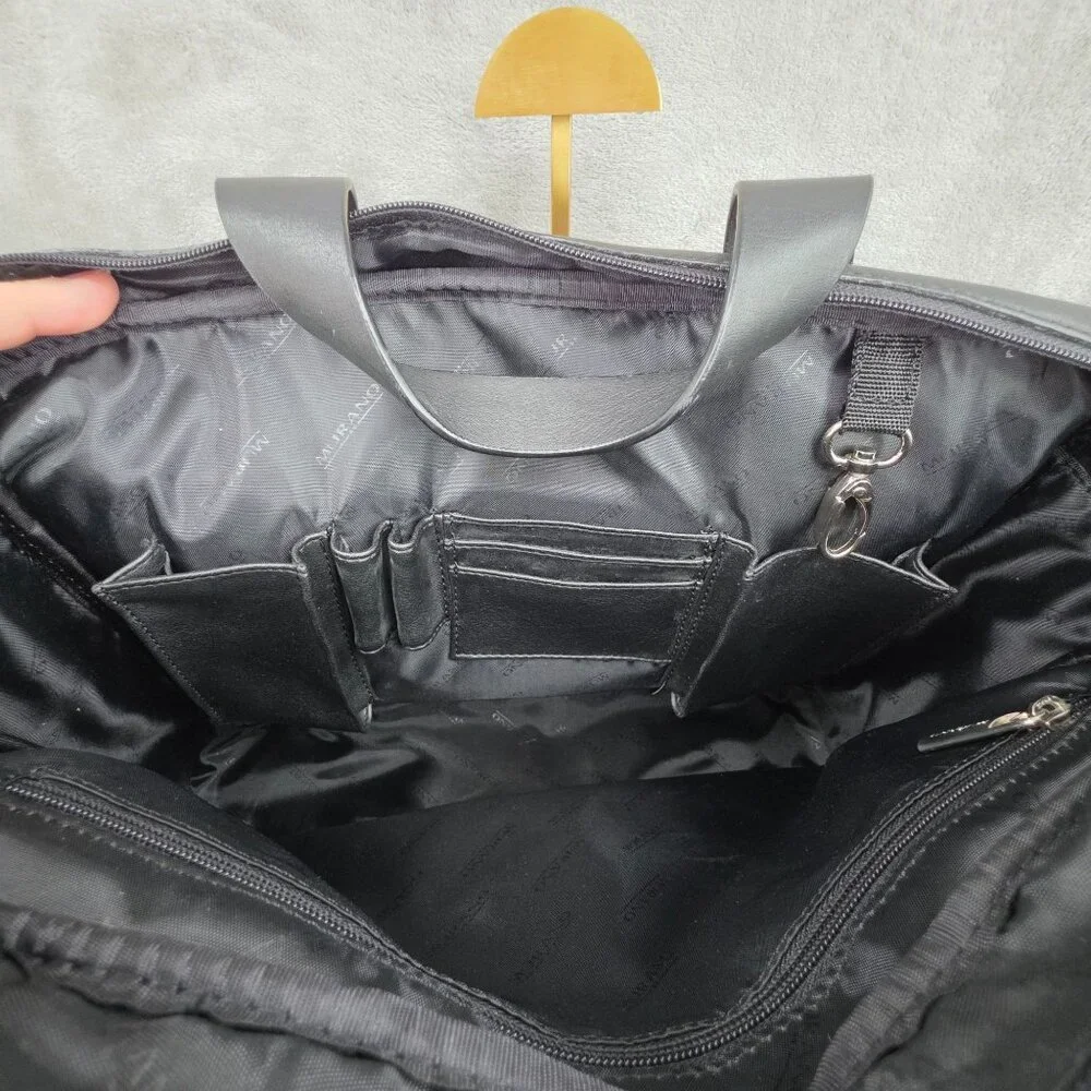 Murano Signature VTG Business Shuttle Laptop Bag Black Leather Nylon Deadstock
